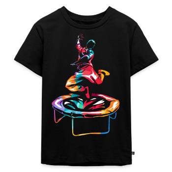 Trampolin - Kinder Premium Bio T-Shirt - Schwarz - Vorne - Mikhail (115cm)