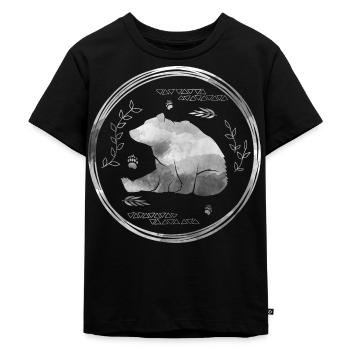 Bär Tier Bären Geschenk Natur Zeichnung Braunbär - Kinder Premium Bio T-Shirt - Schwarz - Vorne - Mikhail (115cm)