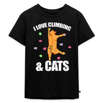 Kletterer Bouldern Bergsteiger Kletter Katze - Kinder Premium Bio T-Shirt - Schwarz - Vorne - Mikhail (115cm)