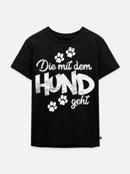 Die mit dem Hund geht - Kinder Premium Bio T-Shirt - Schwarz