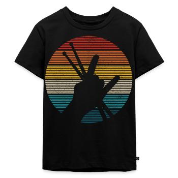 Vintage Drummer Schlagzeug Geschenk - Kinder Premium Bio T-Shirt - Schwarz - Vorne - Mikhail (115cm)