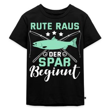 Lustige Angler Fischer Fischerhut Angel Geschenk - Kinder Premium Bio T-Shirt - Schwarz - Vorne - Mikhail (115cm)