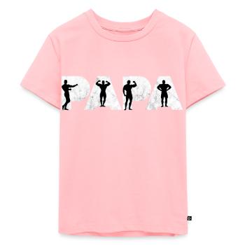 Body Building Gym Fitness Muscles Papa Papa - T-shirt Premium bio Enfant - rose - Devant - AI Model Kid Female (0cm)