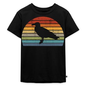 Möwe Vogel Seeschwalbe Meer Süße Vintage Retro - Kinder Premium Bio T-Shirt - Schwarz - Vorne - Mikhail (115cm)