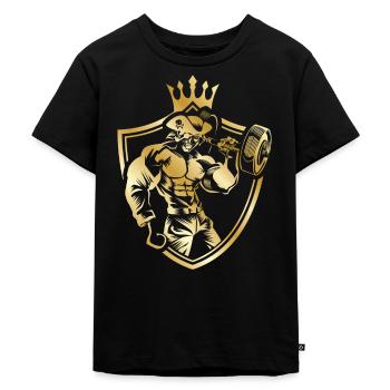 Pirat wappen gold - Kinder Premium Bio T-Shirt - Schwarz - Vorne - Mikhail (115cm)