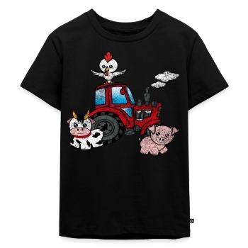 Tracteur fermier - T-shirt Premium bio Enfant - noir - Devant - Mikhail (115cm)