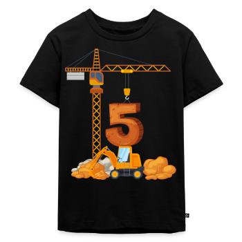 Bagger Geburtstagsgeschenk 5 Jahre Baustelle - Kinder Premium Bio T-Shirt - Schwarz - Vorne - Mikhail (115cm)