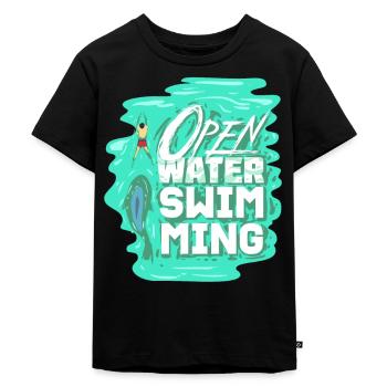 Open Water Swimming - Kinder Premium Bio T-Shirt - Schwarz - Vorne - Mikhail (115cm)