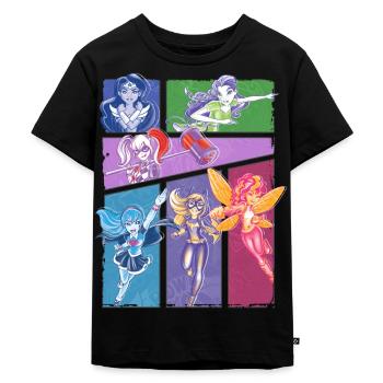 DC Super Hero Girls Superheldinnen Collage - Kinder Premium Bio T-Shirt - Schwarz - Vorne - Mikhail (115cm)