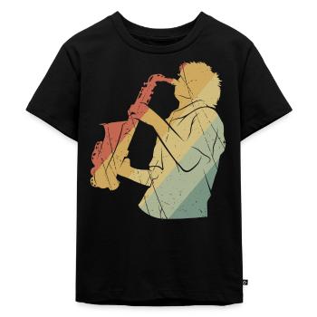 Saxophone retro - Kids Premium Organic T-Shirt - black - Front - Mikhail (115cm)