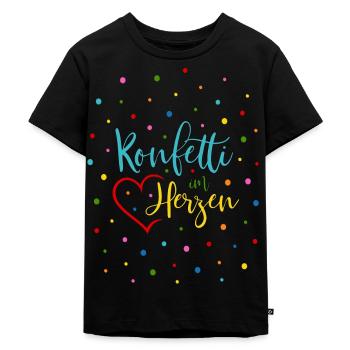 Konfetti im Herzen - Kinder Premium Bio T-Shirt - Schwarz - Vorne - Mikhail (115cm)