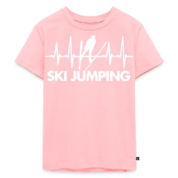 Ski jumping heartbeat - Kids Premium Organic T-Shirt - rose - Front - AI Model Kid Female (0cm)