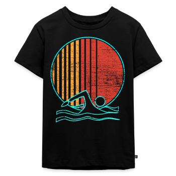 Schwimmen - Kinder Premium Bio T-Shirt - Schwarz - Vorne - Mikhail (115cm)
