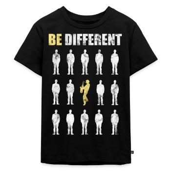 Saxophone be different - Kinder Premium Bio T-Shirt - Schwarz - Vorne - Mikhail (115cm)