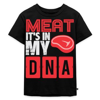 Meat in my DNA! Geschinkkidee, BBQ - Kids Premium Organic T-Shirt - black - Front - Mikhail (115cm)