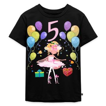 Ballerina birthday shirt 5 years girl - Kids Premium Organic T-Shirt - black - Front - Mikhail (115cm)