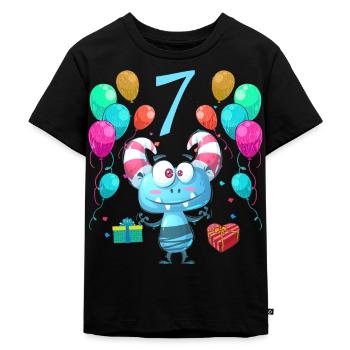 Monster Geburtstagsshirt für Kinder 7 Jahre - Kinder Premium Bio T-Shirt - Schwarz - Vorne - Mikhail (115cm)