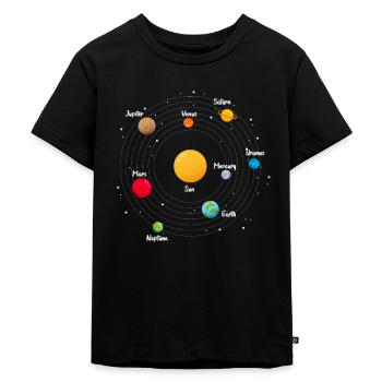 Planeten - Kinder Premium Bio T-Shirt - Schwarz - Vorne - Mikhail (115cm)