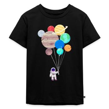 Astronaut Planeten Universum Weltraum Galaxie - Kinder Premium Bio T-Shirt - Schwarz - Vorne - Mikhail (115cm)