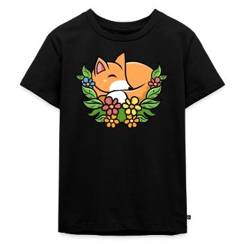 Fuchs Cartoon Kleinkind - Kinder Premium Bio T-Shirt - Schwarz - Vorne - Mikhail (115cm)