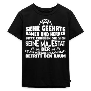 Feuerwehr Kommandant Feuerwehrmann - Kinder Premium Bio T-Shirt - Schwarz - Vorne - Mikhail (115cm)