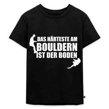 Bouldern Klettern Boden Boulderhalle Geschenk - Kinder Premium Bio T-Shirt - Schwarz - Vorne - Mikhail (115cm)