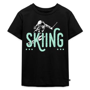 Ski, Skifahrer, Skifahren, Weihnachten - Kinder Premium Bio T-Shirt - Schwarz - Vorne - Mikhail (115cm)