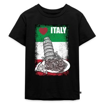 Love Italy I love Italy Italian food - Kids Premium Organic T-Shirt - black - Front - Mikhail (115cm)