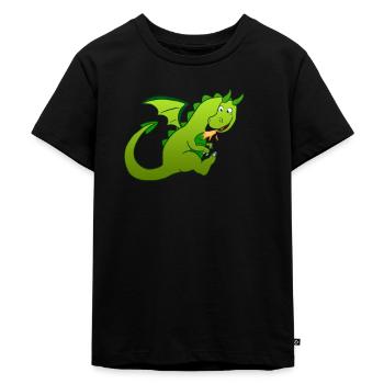 Drache - Kinder Premium Bio T-Shirt - Schwarz - Vorne - Mikhail (115cm)