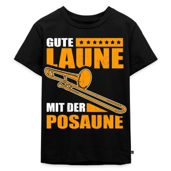 Gute Laune mit der Posaune Geschenk Posaunen - Kinder Premium Bio T-Shirt - Schwarz - Vorne - Mikhail (115cm)