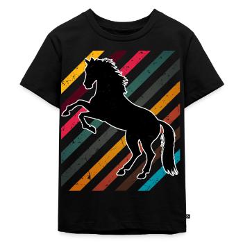 Chevaux de cheval Vintage - T-shirt Premium bio Enfant - noir - Devant - Mikhail (115cm)