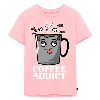 Coffee Addict - Kinder Premium Bio T-Shirt - Rosa - Vorne - AI Model Kid Female (0cm)
