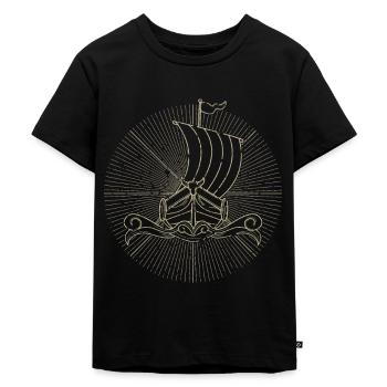 Bateau viking, bateau dragon, bateau long - T-shirt Premium bio Enfant - noir - Devant - Mikhail (115cm)