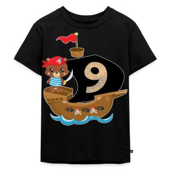 Birthday 9 years Pirate Gift - Kids Premium Organic T-Shirt - black - Front - Mikhail (115cm)
