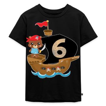 Anniversaire 6 ans cadeau de chemise d'anniversaire pirate - T-shirt Premium bio Enfant - noir - Devant - Mikhail (115cm)