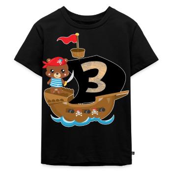 Birthday 3 Years Pirate Birthday Shirt Gift - Kids Premium Organic T-Shirt - black - Front - Mikhail (115cm)
