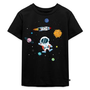 Space Weltall Astronaut Planeten Rakete - Kinder Premium Bio T-Shirt - Schwarz - Vorne - Mikhail (115cm)