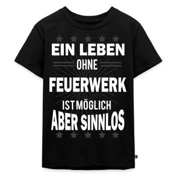 Feuerwerk Silvester - Kinder Premium Bio T-Shirt - Schwarz - Vorne - Mikhail (115cm)