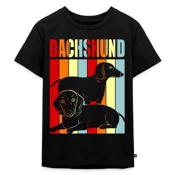 Dackel - Kinder Premium Bio T-Shirt - Schwarz - Vorne - Mikhail (115cm)