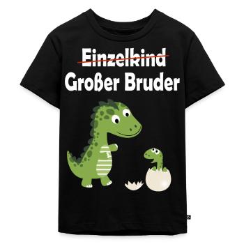 Kinder Großer Bruder Geschwister Kinder Dino - Kinder Premium Bio T-Shirt - Schwarz - Vorne - Mikhail (115cm)