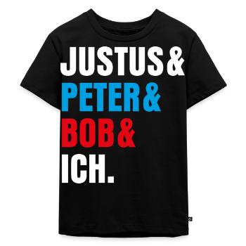 Die Drei ??? Justus& Peter& Bob& Ich - Kinder Premium Bio T-Shirt - Schwarz - Vorne - Mikhail (115cm)