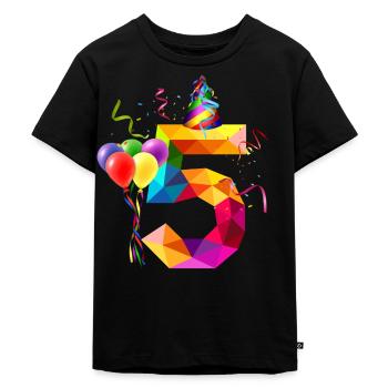 5. GEBURTSTAG - GEBURTSTAGSKIND - 5 JAHRE ALT - Kinder Premium Bio T-Shirt - Schwarz - Vorne - Mikhail (115cm)