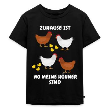 Hühner - Kinder Premium Bio T-Shirt - Schwarz - Vorne - Mikhail (115cm)