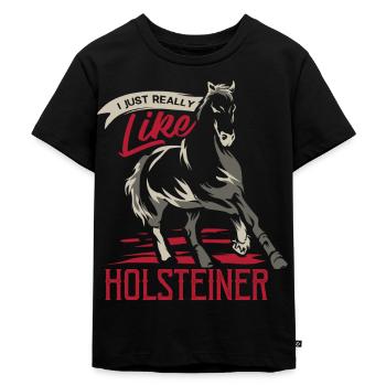 Holsteiner Pferd - Kinder Premium Bio T-Shirt - Schwarz - Vorne - Mikhail (115cm)