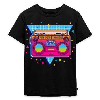 80er party - Kinder Premium Bio T-Shirt - Schwarz - Vorne - Mikhail (115cm)