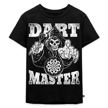 Dart Master Totenkopf Dart Spieler Darts Tunier - Kinder Premium Bio T-Shirt - Schwarz - Vorne - Mikhail (115cm)