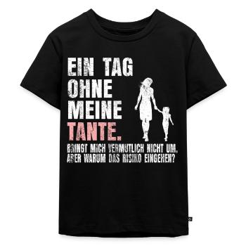 Tante Nichte - Kinder Premium Bio T-Shirt - Schwarz - Vorne - Mikhail (115cm)