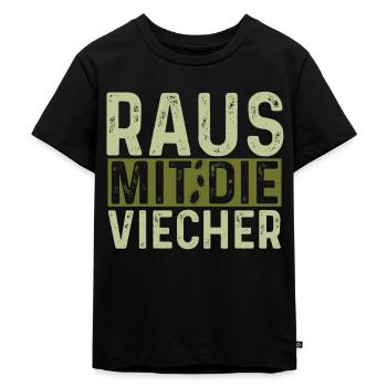 Raus mit die Viecher - Kinder Premium Bio T-Shirt - Schwarz - Vorne - Mikhail (115cm)