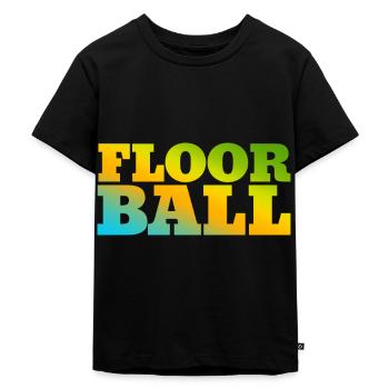 Unihockey Hobby in leuchtenden Farben - Kinder Premium Bio T-Shirt - Schwarz - Vorne - Mikhail (115cm)