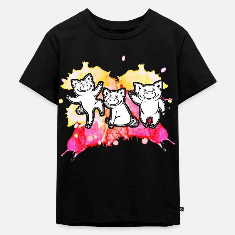 Drôle Trois Petits Cochons Mignons - T-shirt Premium bio Enfant - noir